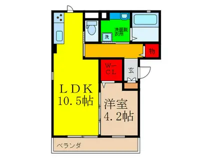 ボナール庄(1LDK/1階)の間取り写真