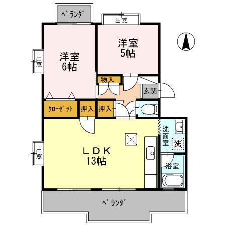 ピュアハイツ(2LDK/3階)の間取り写真