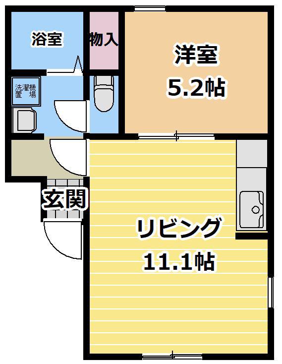 イーグルハイツP無し(1LDK/2階)の間取り写真