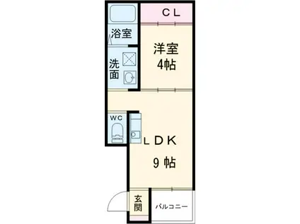 志賀本通ヒルズ(1LDK/3階)の間取り写真