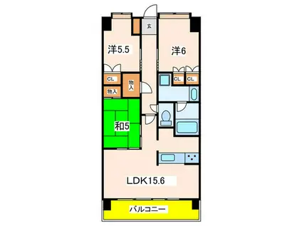 ローレルコート宝塚リバーフロント(3LDK/5階)の間取り写真