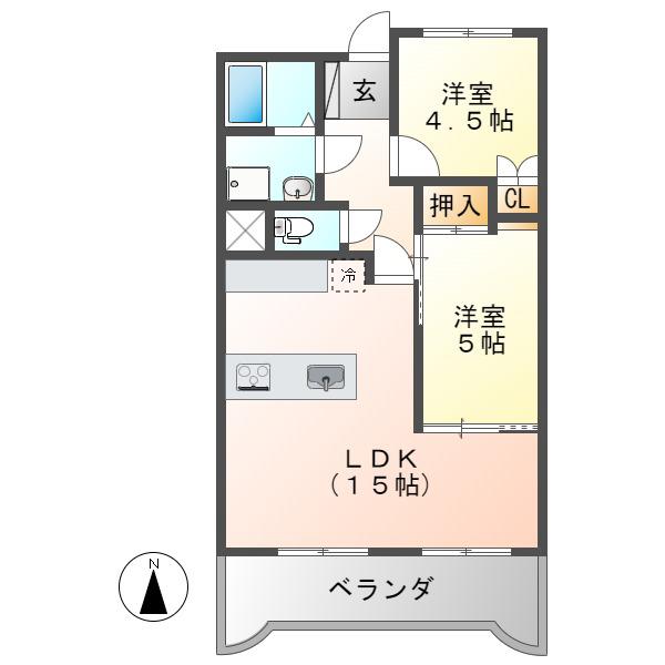 SKY・T(2LDK/5階)の間取り写真