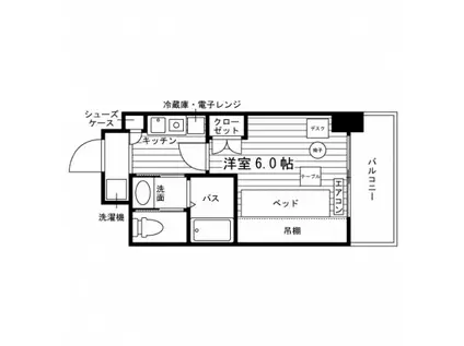 学生会館エル・セレーノ福岡伊都(1K/3階)の間取り写真