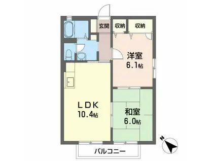 サンカーサ矢三(2DK/1階)の間取り写真