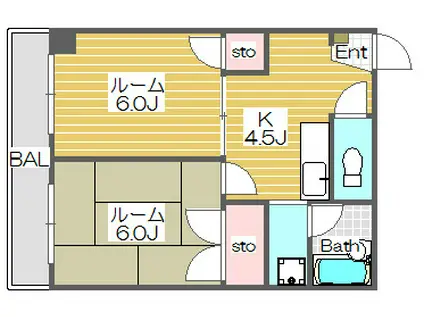 キソヤマンションIII(2K/2階)の間取り写真