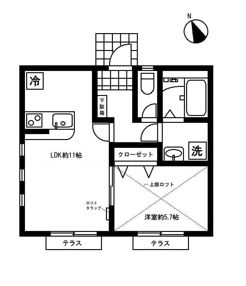 メゾンソレイル(1LDK/1階)の間取り写真