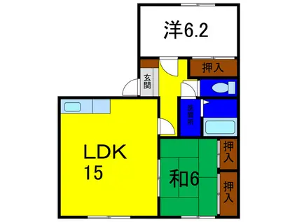 セジュール濱田I(2LDK/1階)の間取り写真