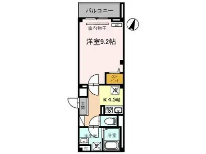タチェット三郷中央(1K/2階)の間取り写真