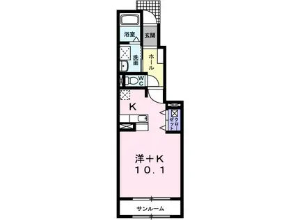 コンドミニアム さくらA(ワンルーム/1階)の間取り写真