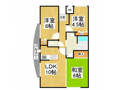 サンコート千代田(3LDK/1階)の間取り写真