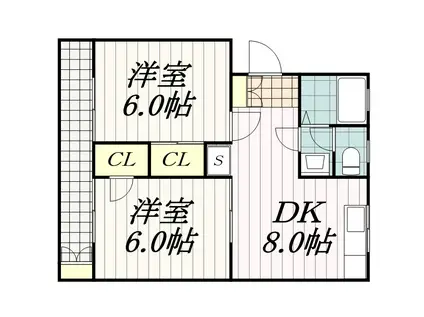 カネオヤパークハイツ(2DK/1階)の間取り写真