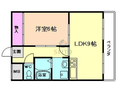 富久美荘(1LDK/3階)の間取り写真