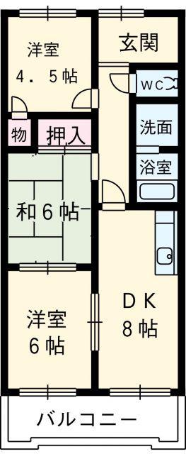 エクセル中川原(3DK/1階)の間取り写真