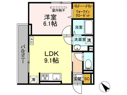 D PAINA大島上町(1LDK/3階)の間取り写真