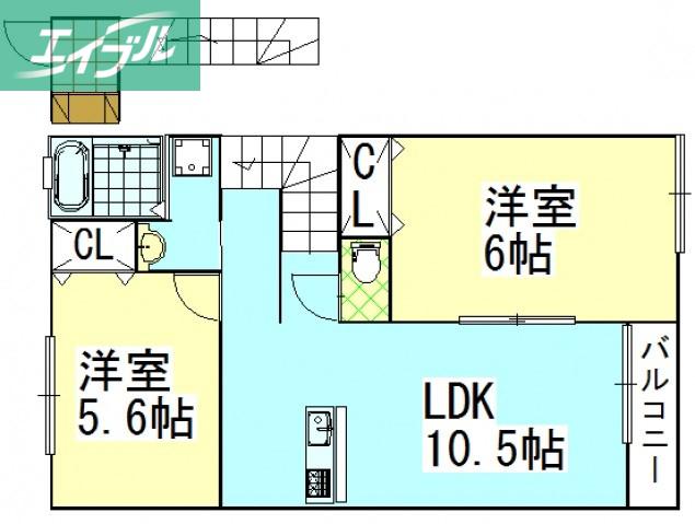 ファインII(2LDK/2階)の間取り写真