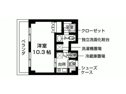 NASICフローラコート世田谷(ワンルーム/1階)の間取り写真