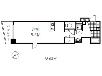 アスヴェルみなと元町オーシャンフロント(1K/2階)の間取り写真