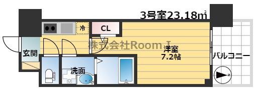 セレニテ本町東リアン(1K/11階)の間取り写真