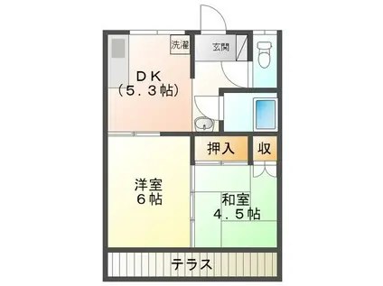 ニューハイツ十二神(2DK/1階)の間取り写真