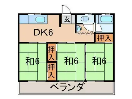 LEAF(3DK/2階)の間取り写真