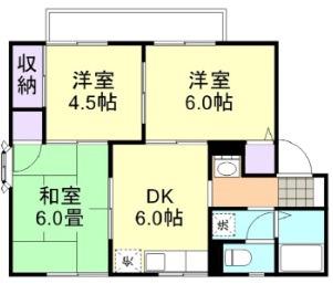 ラベンダーヒルズB棟(3DK/2階)の間取り写真