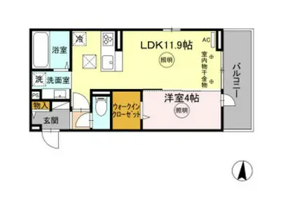 D-ROOM津福今町(1LDK/2階)の間取り写真