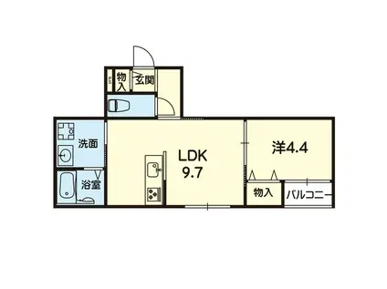 ステラ大津にじの森(1LDK/1階)の間取り写真