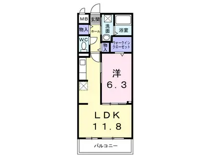 メゾンルミネ若松(1LDK/3階)の間取り写真