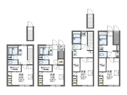 レオパレスS(1K/2階)の間取り写真