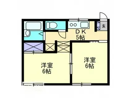 ファミール鹿田(2DK/1階)の間取り写真