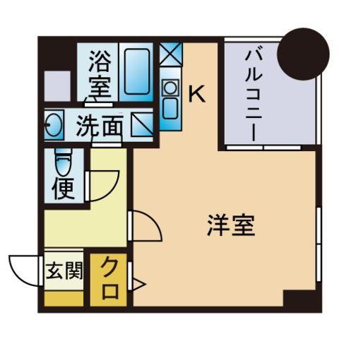 カーサアリエッタ大橋(1K/6階)の間取り写真