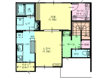 MONSTELLAS A(1LDK/2階)の間取り写真