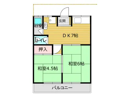 船橋良野マンション(2DK/2階)の間取り写真