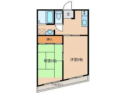 シャンポール小川(2DK/3階)の間取り写真