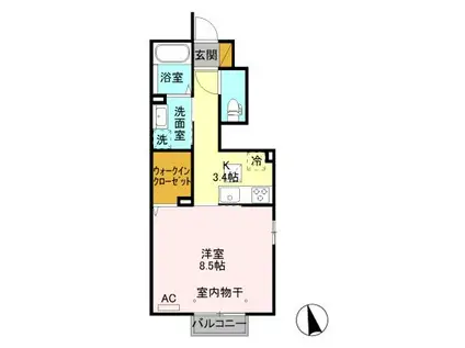 コンフォール川崎II(1K/1階)の間取り写真