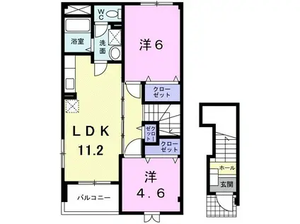 ライラックII(2LDK/2階)の間取り写真