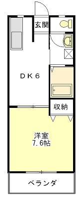 コーポ新町II(1DK/1階)の間取り写真