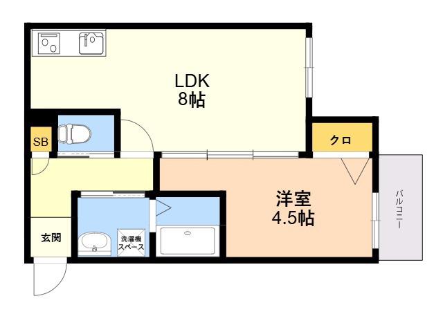 PHOENIX香椎駅前(1LDK/2階)の間取り写真