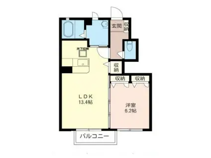 カーサ・レガロ(1LDK/1階)の間取り写真