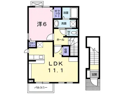 グランツ ハイラント(1LDK/2階)の間取り写真