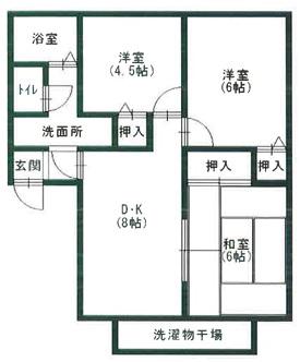 グランドゥール殿元(3DK/2階)の間取り写真
