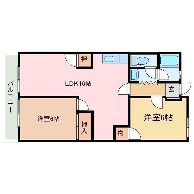 アーバンコート中須賀(2LDK/3階)の間取り写真