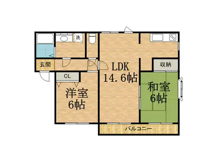 アビタシオン仁川III(2LDK/1階)の間取り写真