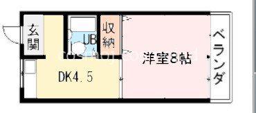 宝マンション(1DK/2階)の間取り写真