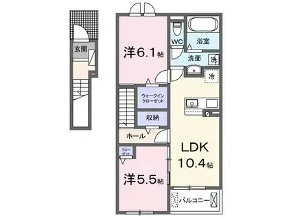 フェニックス(2LDK/2階)の間取り写真