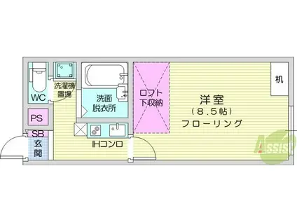 メゾンエスポワール希望(1K/2階)の間取り写真