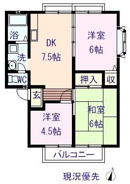サンヒルズB(3DK/2階)の間取り写真