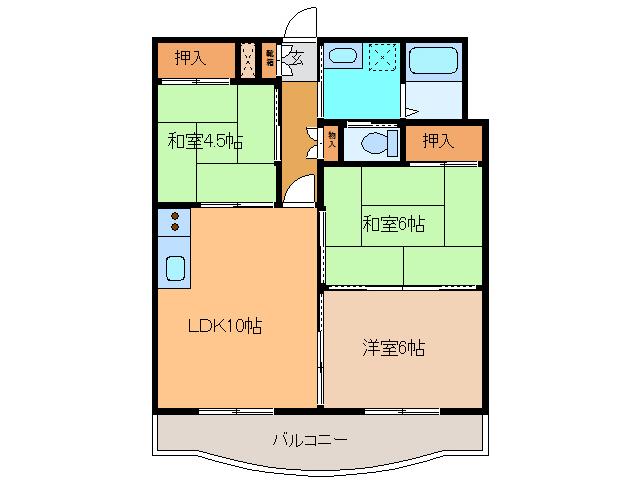 スカイハウス宮本(3LDK/2階)の間取り写真