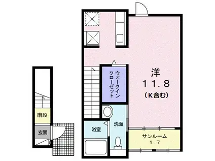 フロイデ KANAGEN III(ワンルーム/2階)の間取り写真