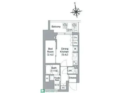 コンフォリア・リヴ北新宿(1DK/2階)の間取り写真